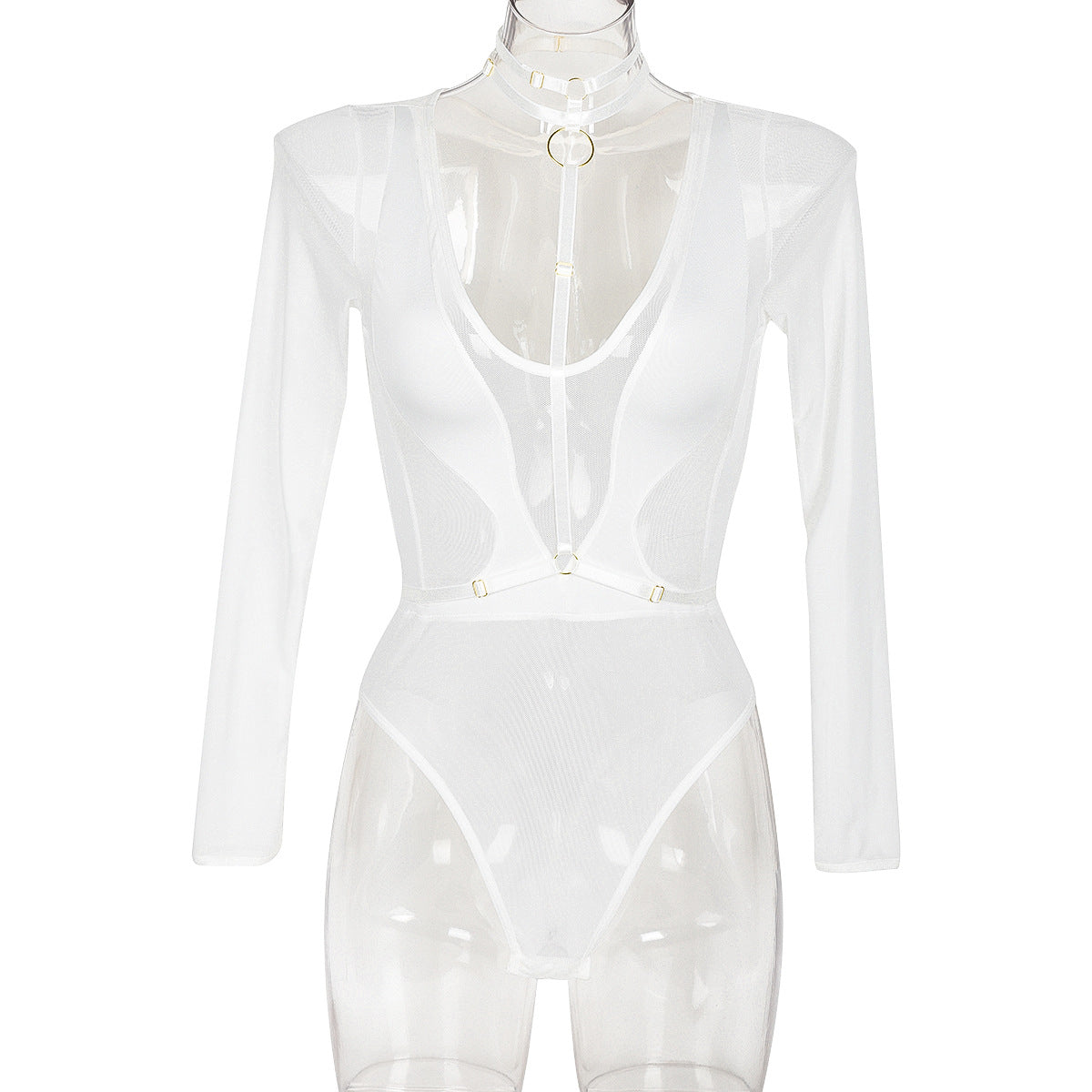 Mesh Cutout Teddy Bodysuit - Styled View