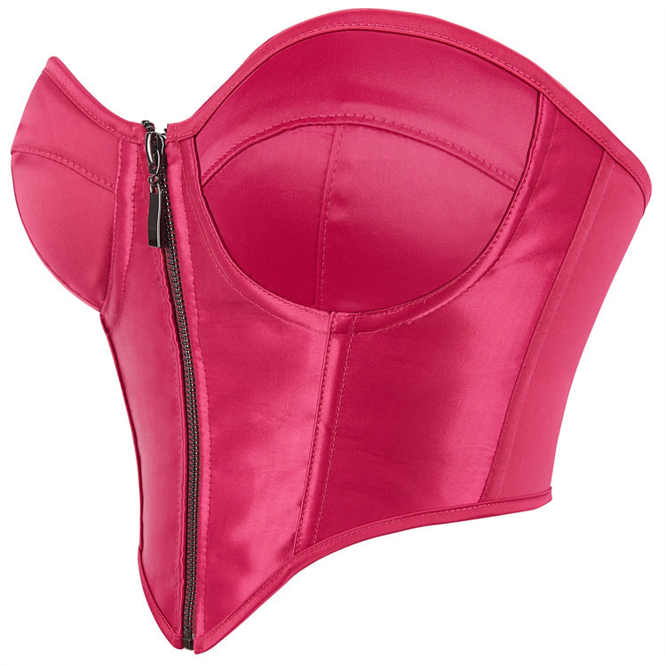 Hot Pink Zip-Front Corset Top, alternate view 2