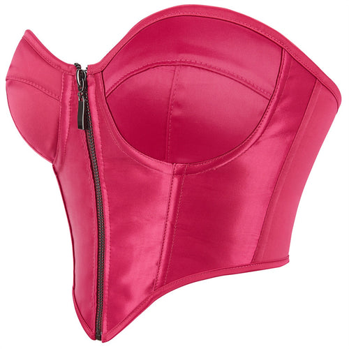 Hot Pink Zip-Front Corset Top, alternate view 2