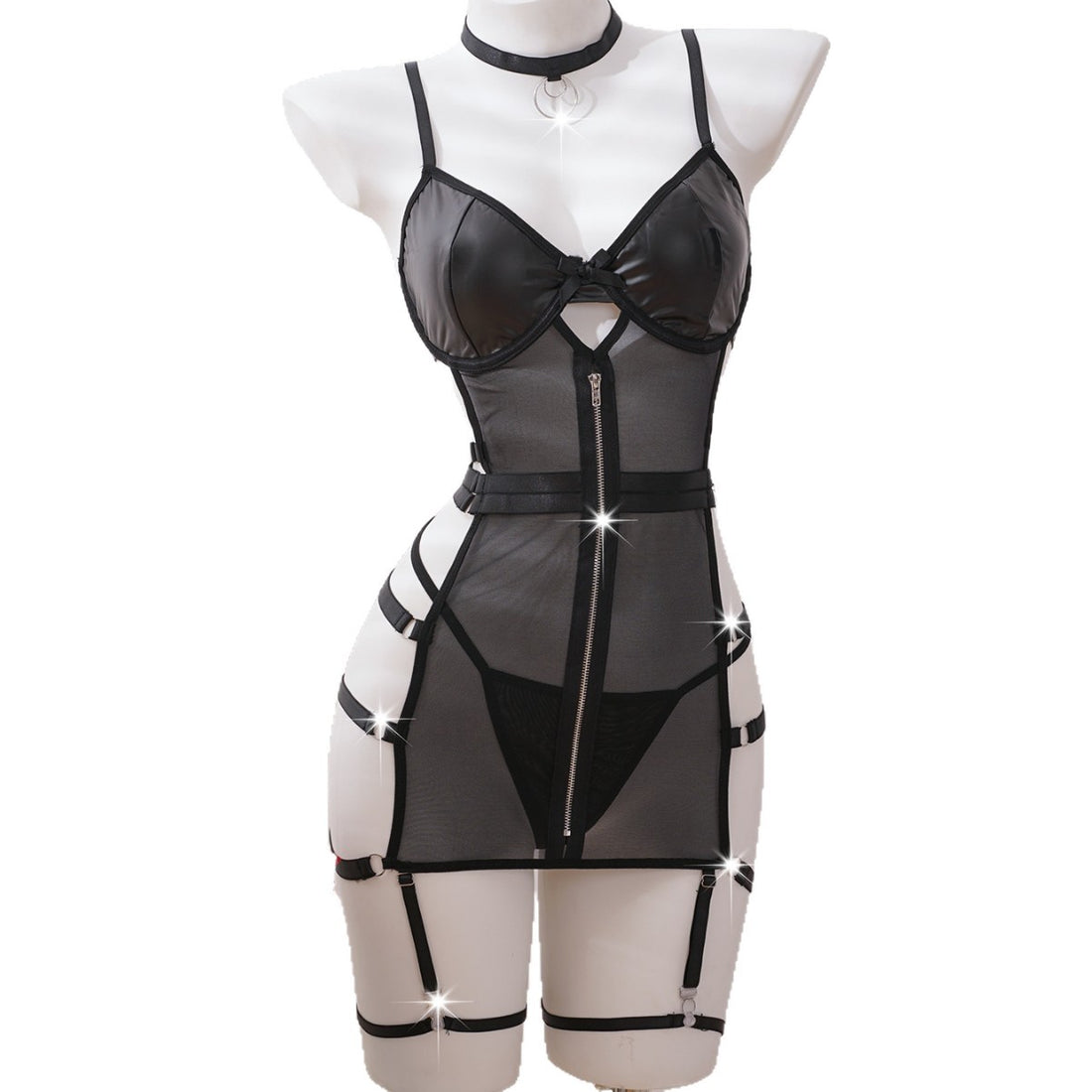Black Sheer Harness Garter Lingerie Set, alternate view 5