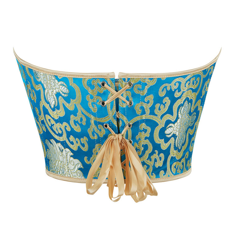 Turquoise Gold Strapless Corset Top, alternate view 3