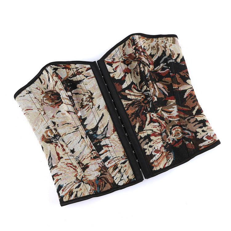 Black Beige Floral Tapestry Corset Top, alternate view 5