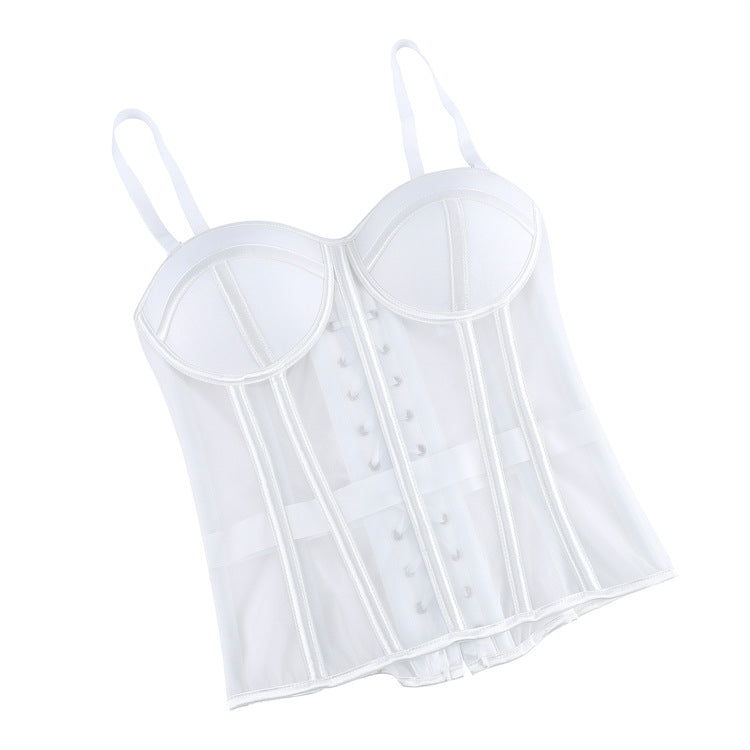 White Sheer Panel Corset Top, alternate view 4
