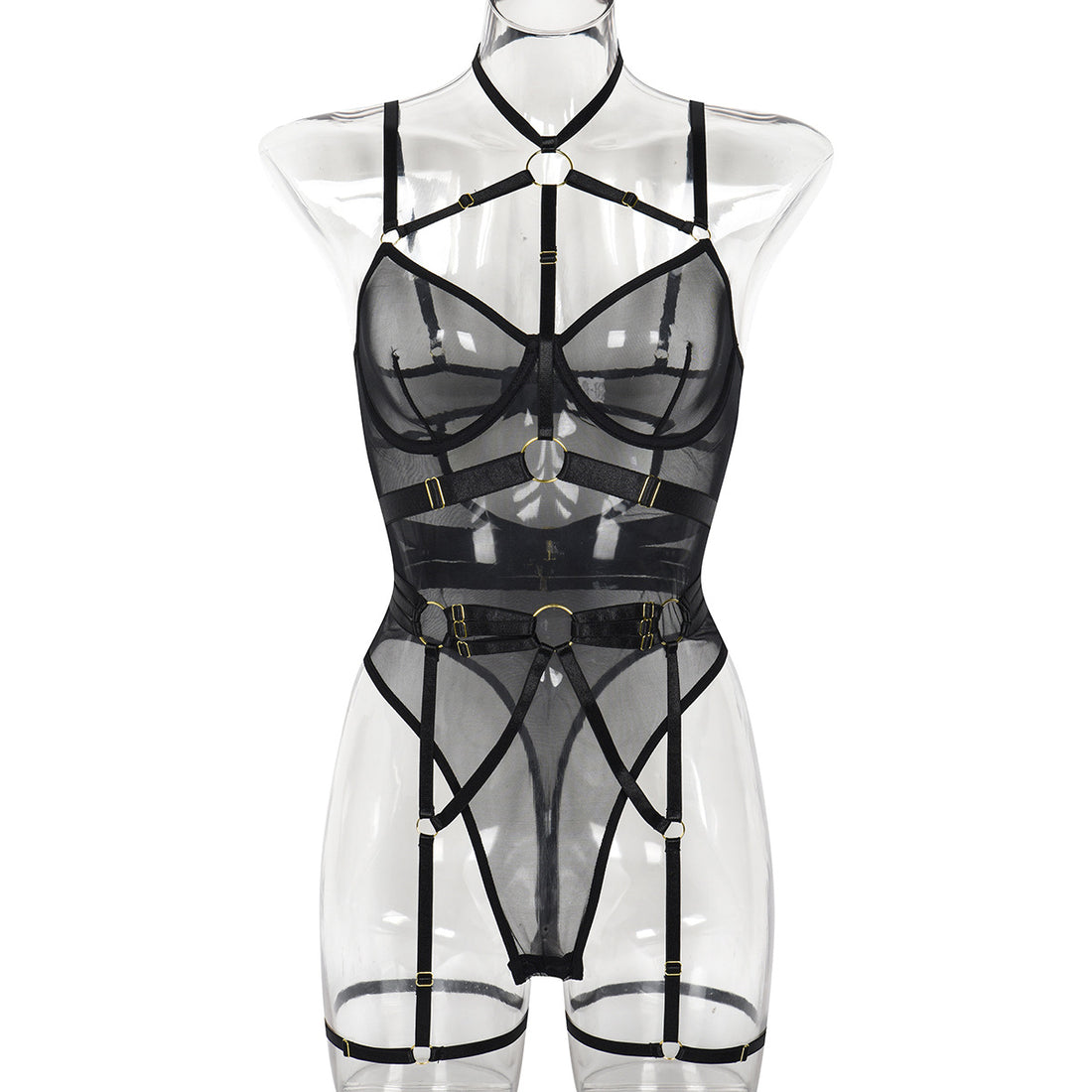 Strappy Halter Teddy Bodysuit - Styled View