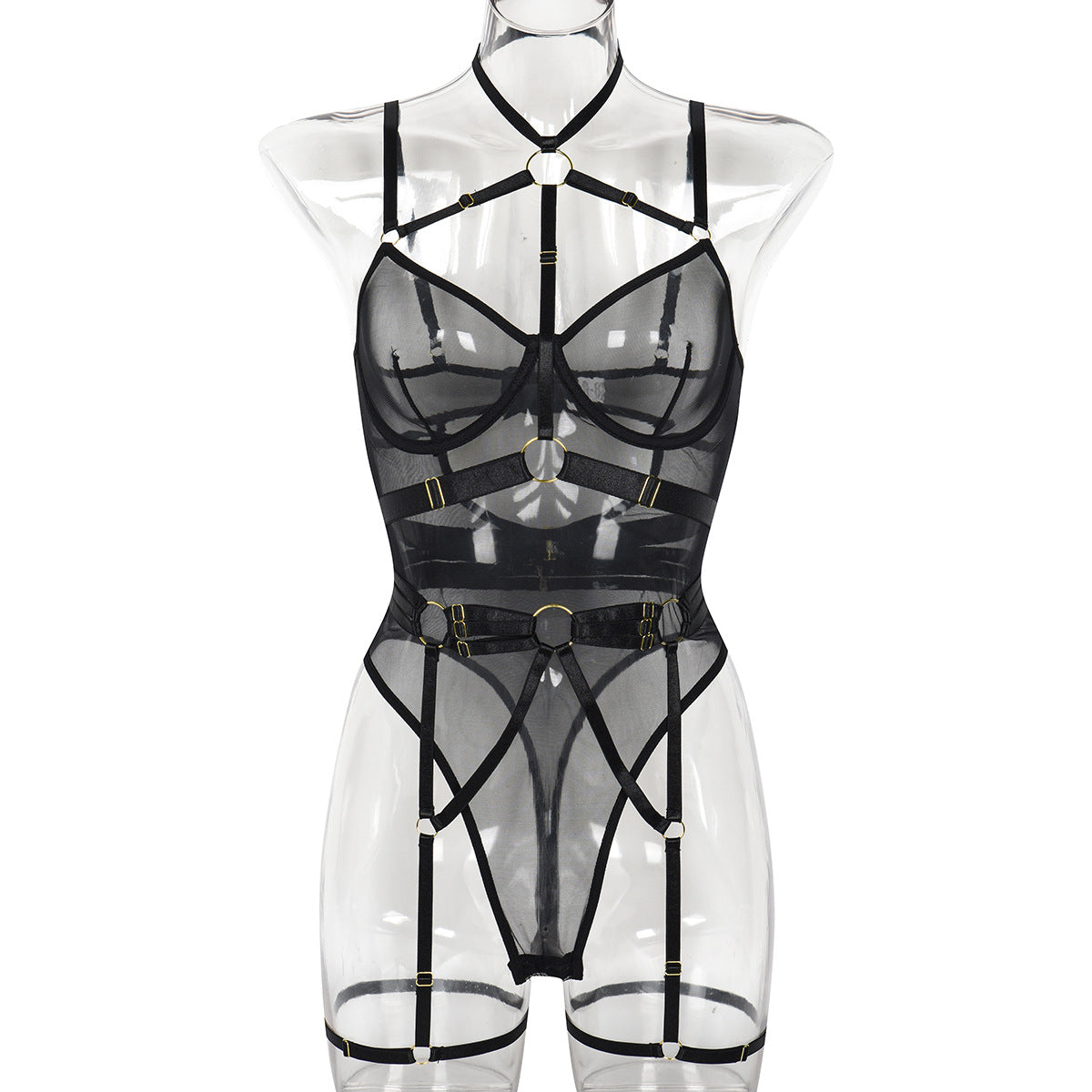 Strappy Halter Teddy Bodysuit - Styled View