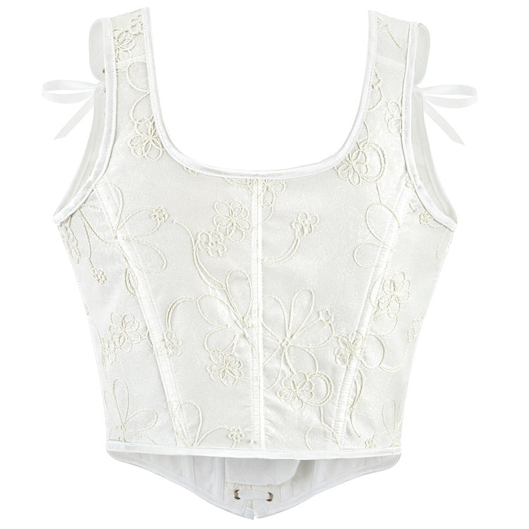 White Tie-Strap Lace-Up Corset Top, alternate view 3
