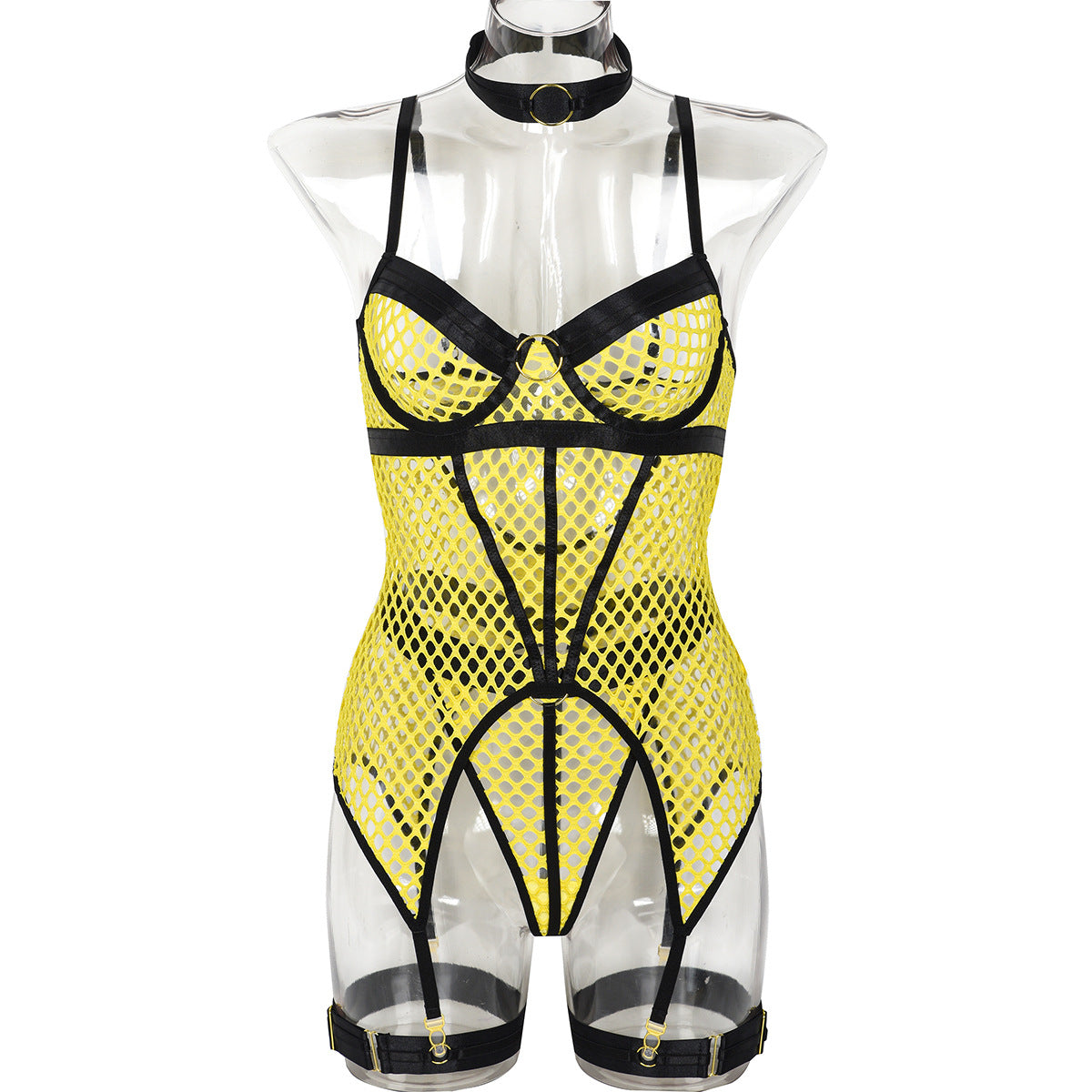 Contrast Three-Piece Lingerie Set - Styled View