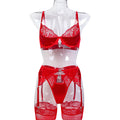 Red Holiday Three-Piece Lingerie Set - Styled View