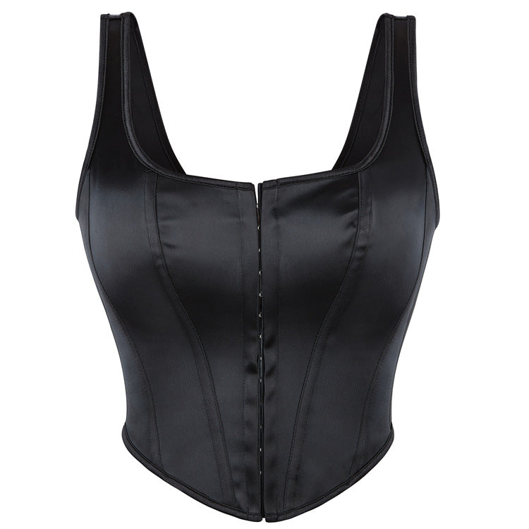 Black Front-Closure Corset Top