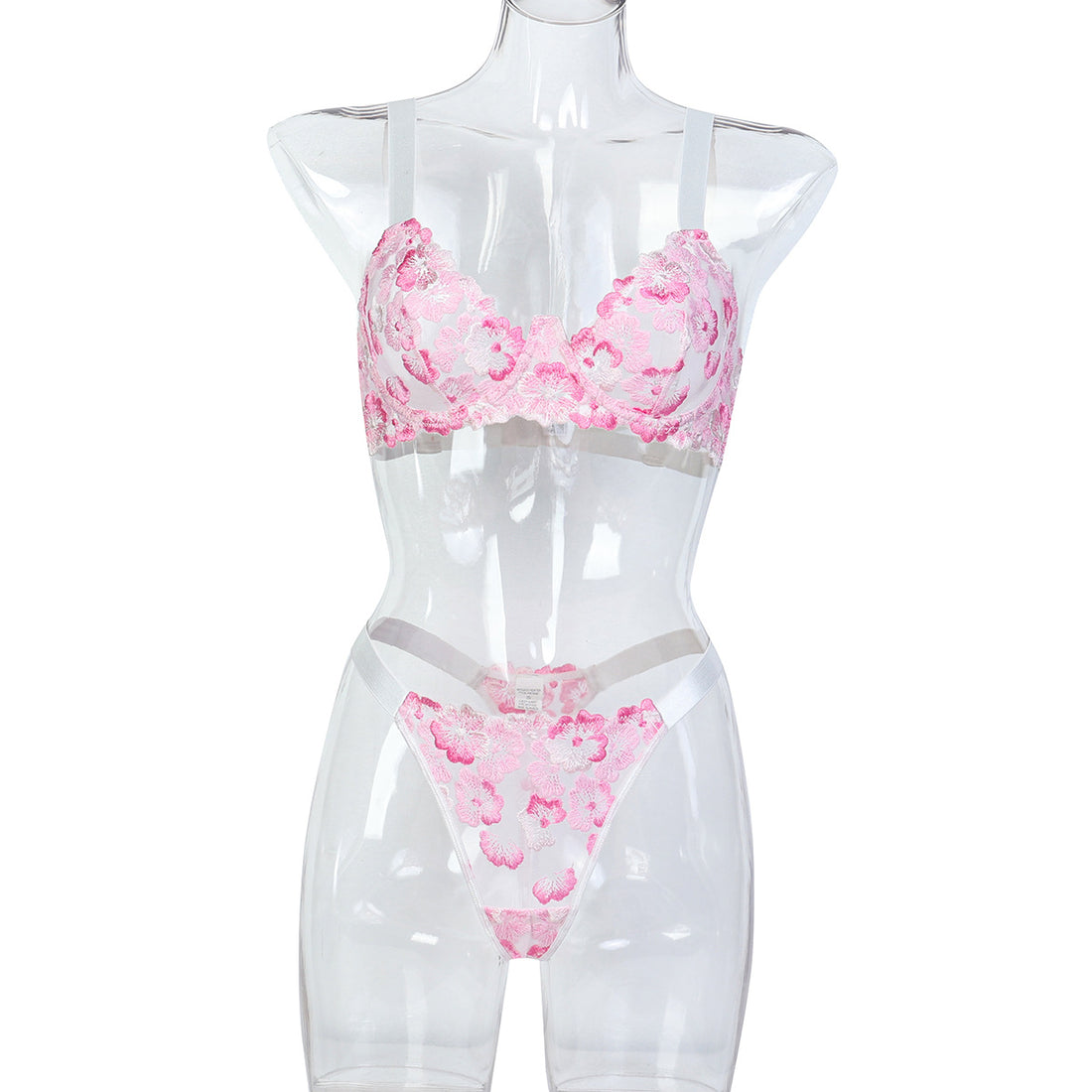 Black Pink Lace Two-Piece Lingerie Set - Alternate View