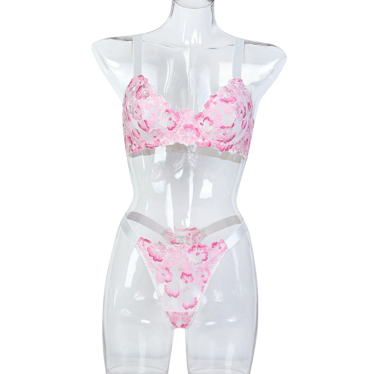 Black Pink Lace Two-Piece Lingerie Set - Alternate View