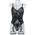 Strappy Black Lace Two-Piece Lingerie Set - Alternate View