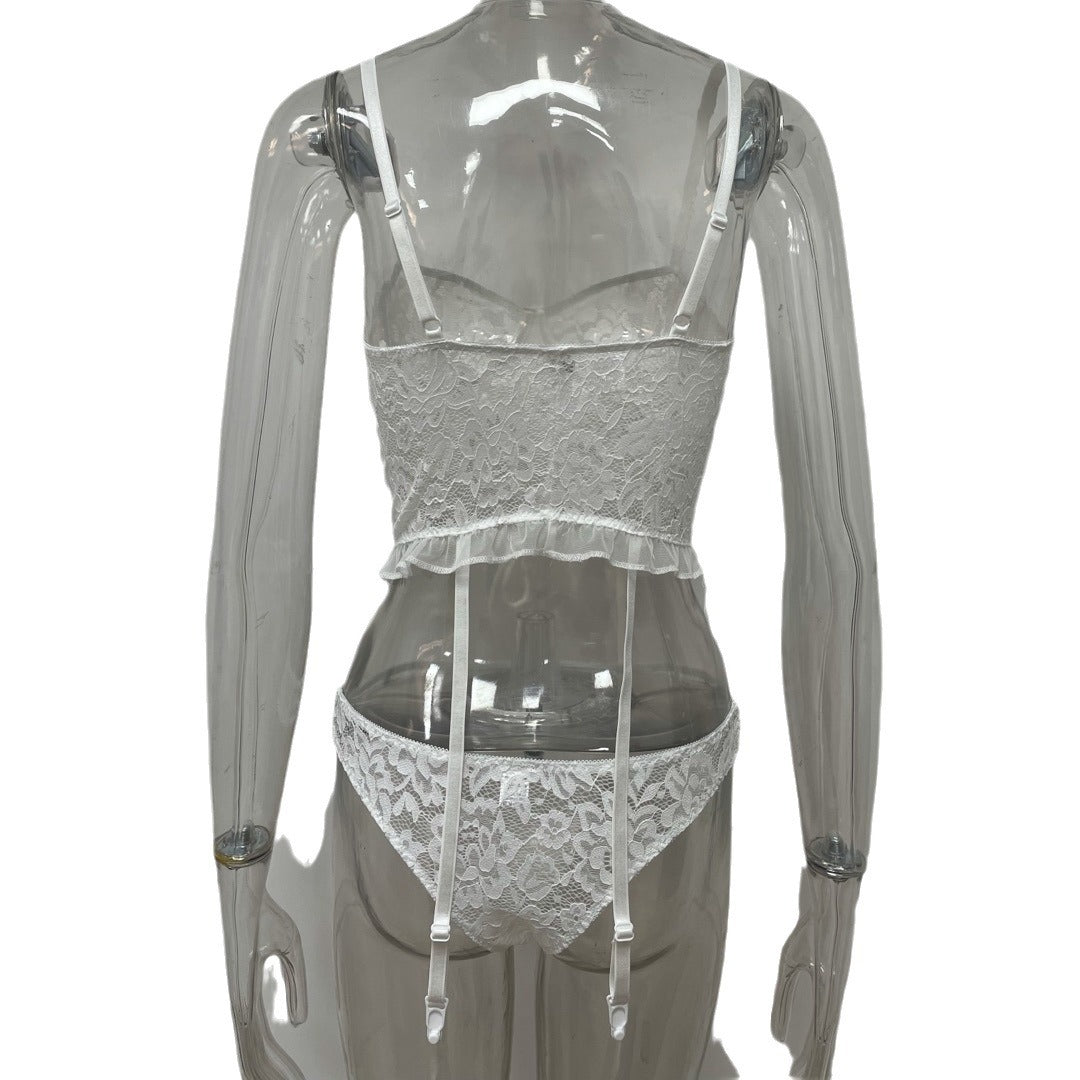White Lace-Up Corset Lingerie Set, alternate view 5