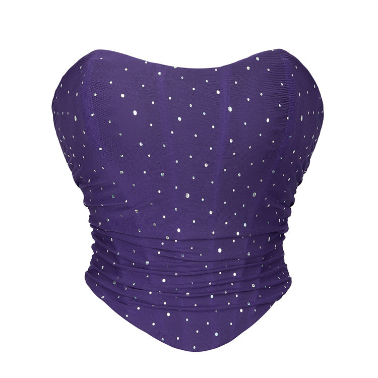 Black Rhinestone Back-Zip Corset Top, alternate view 3