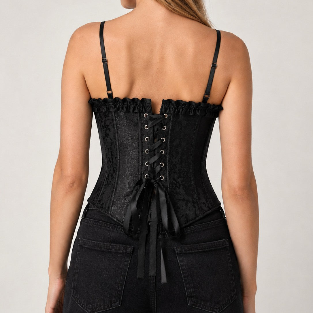 Black Side-Tie Lace-Up Corset Top, alternate view 4