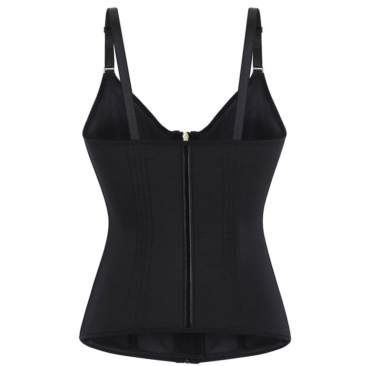 Black Zip-Front Strappy Corset Top, alternate view 3