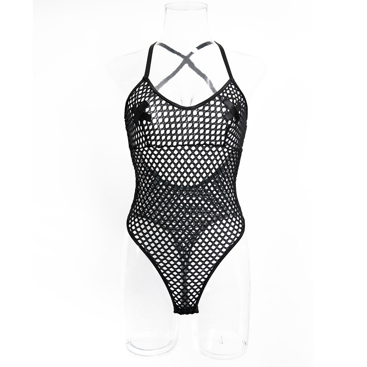 Cutout Mesh Strappy Teddy Bodysuit - Styled View