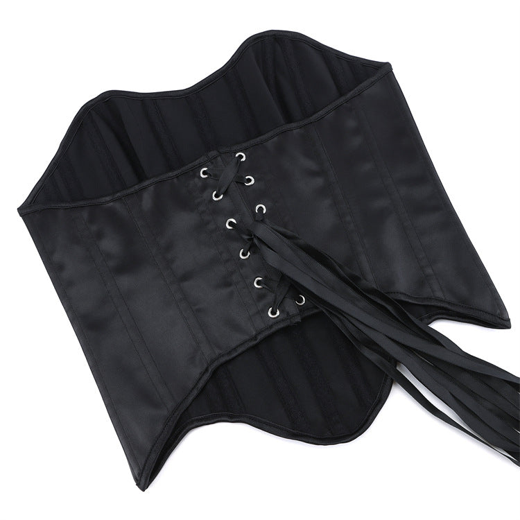 Black Leather-Look Zip-Back Strapless Corset Top, alternate view 4