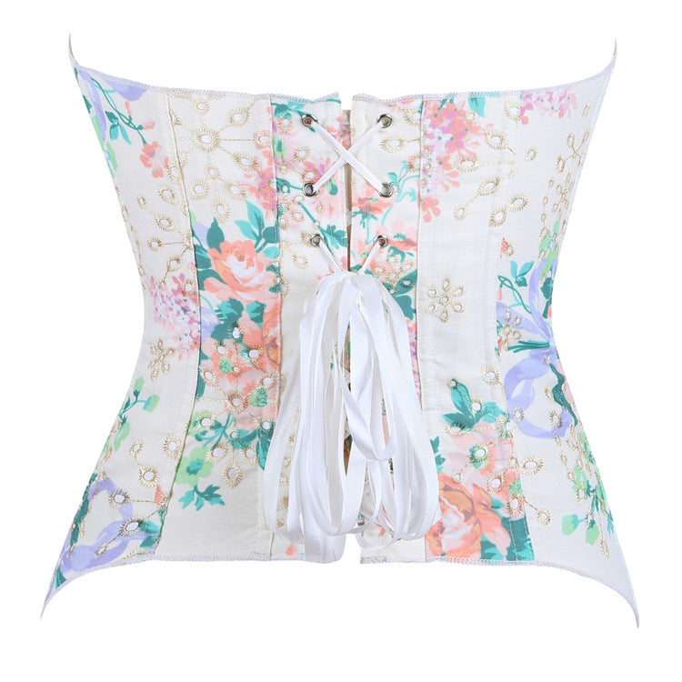 White Floral Strapless Corset Top, alternate view 3