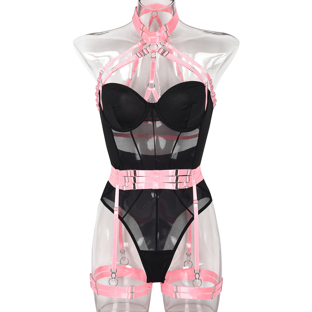 White Sheer Mesh Teddy Bodysuit - Alternate View