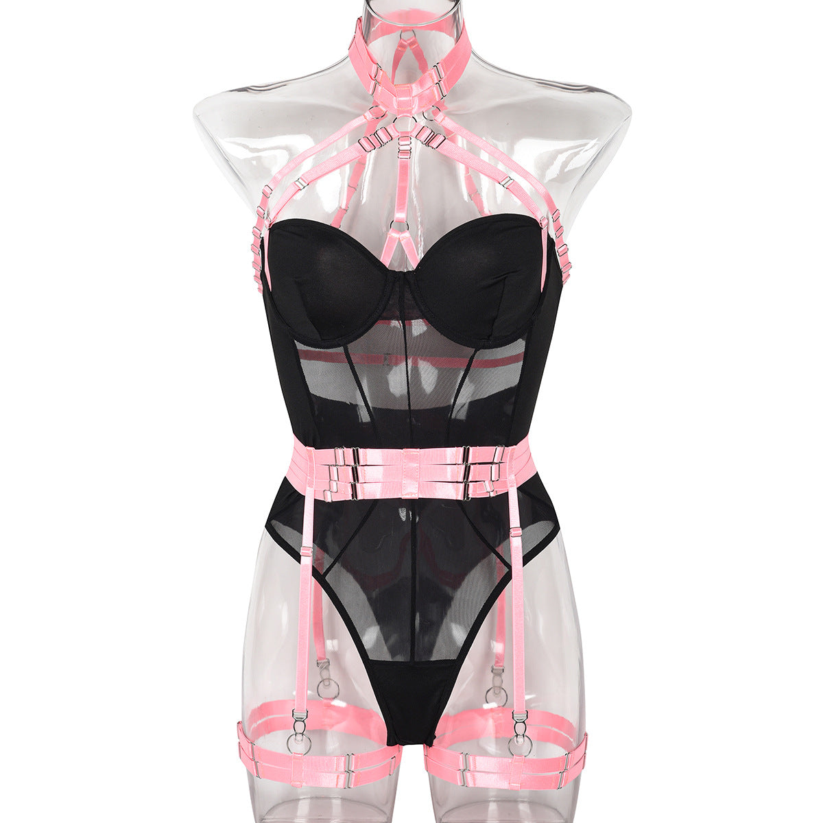 White Sheer Mesh Teddy Bodysuit - Alternate View