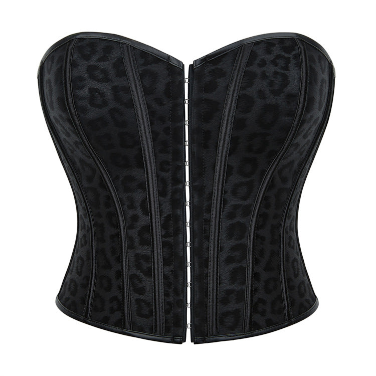 Black Brocade Back-Zip Corset Top