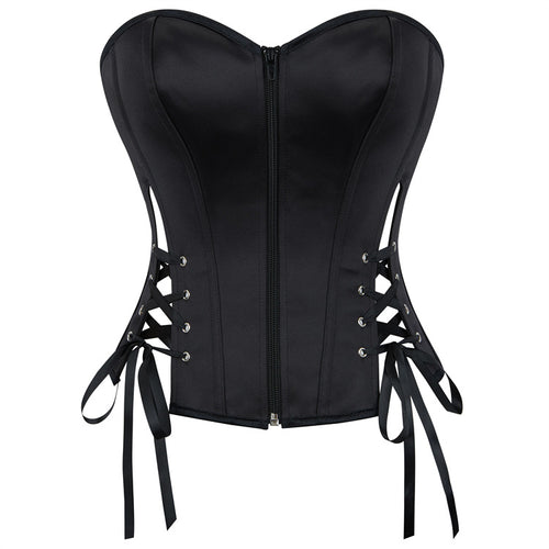 Black Side Lace-Up Strapless Corset Top