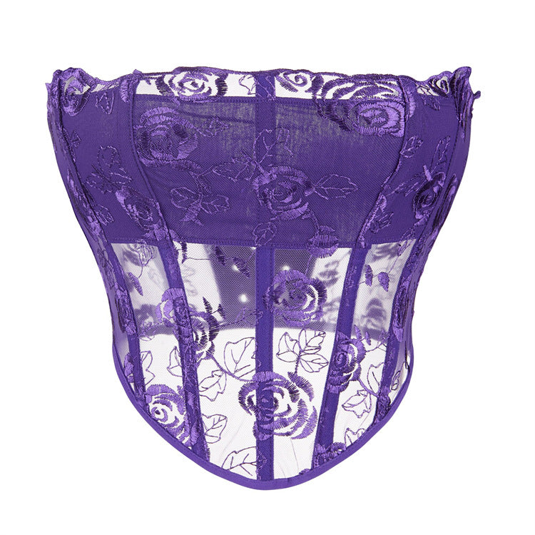 Black Lace Overlay Underbust Corset Top, alternate view 5