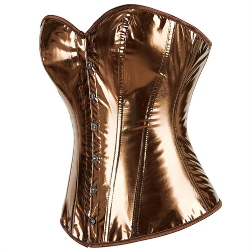Bronze Metallic-Look Strapless Corset Top, alternate view 2