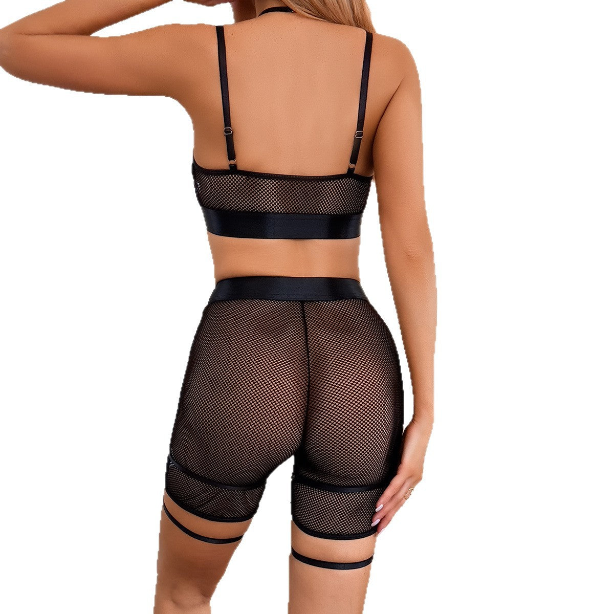 Mesh Uniform-Inspired Costume Lingerie Set - Alternate View