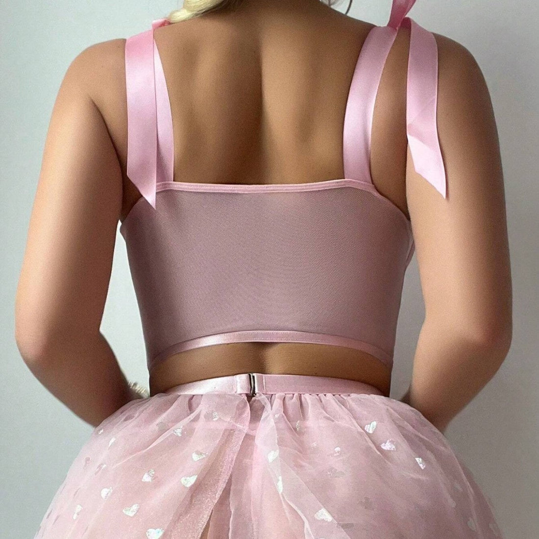 Pink Polka Dot Tulle Lingerie Set, alternate view 4