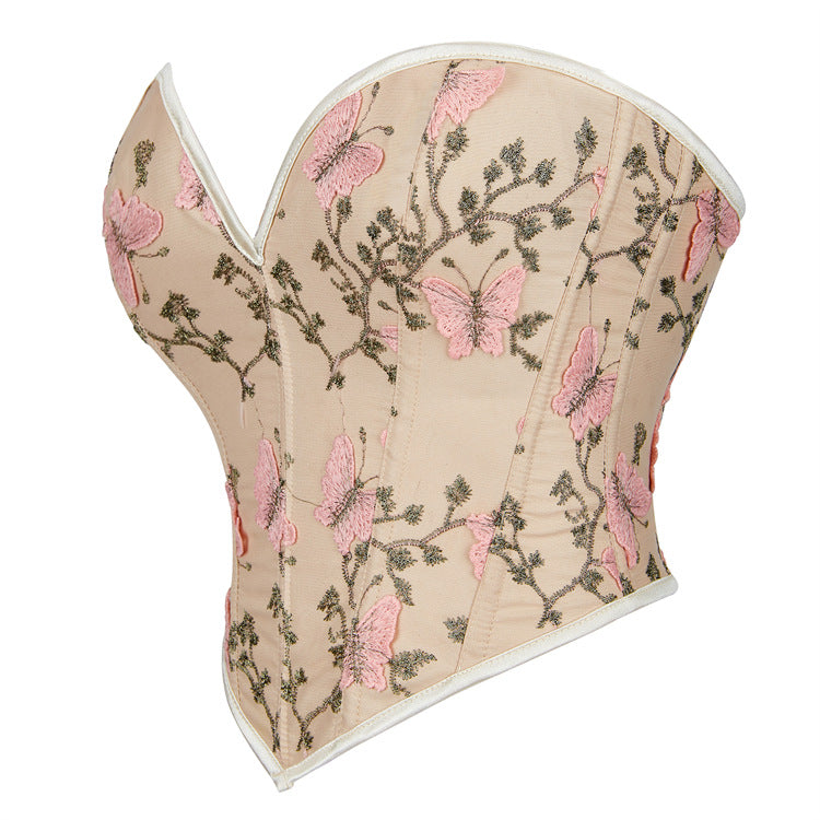 Ivory Rose Print Strapless Corset Top, alternate view 2